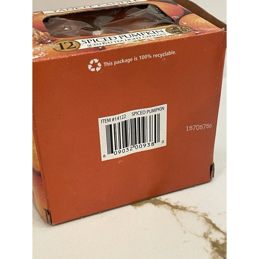 Yankee Candle Spiced Pumpkin‎ Tea Light T/L Candles 12 Count 0.35 oz New Box